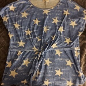 ANDREE BY UNIT Blue Waffle Knit Top